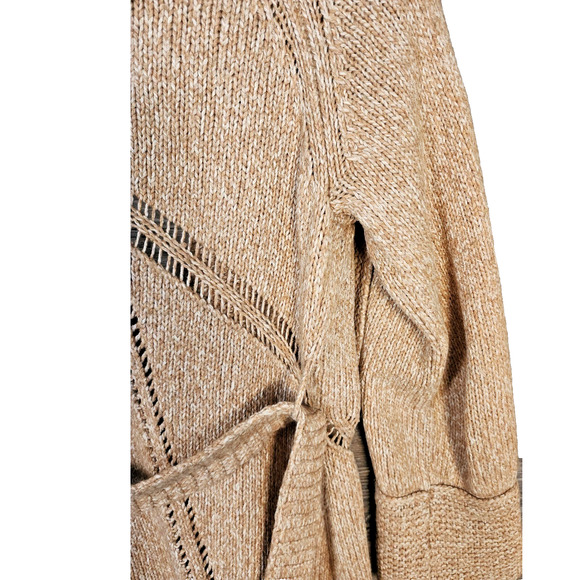 SUNDANCE Belted Tan Cardigan Tunic Sweater Womens Med Boho Hippie - Picture 9 of 11